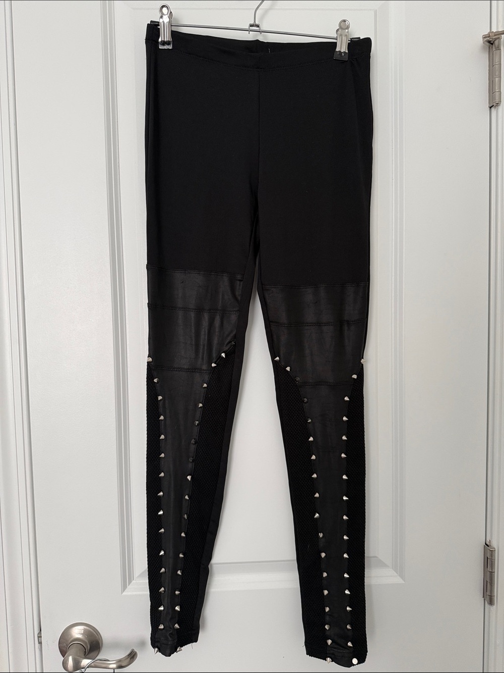 Charlotte Russe Black Studded Panel Leggings